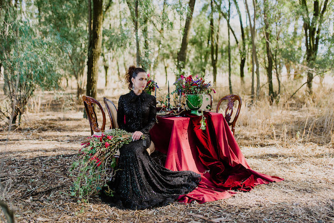 Dramatic black and red forest wedding - Jana Marnewick Photography