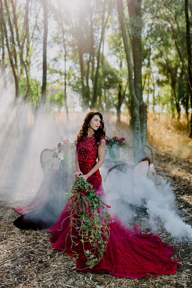 Dramatic black and red forest wedding - Jana Marnewick Photography