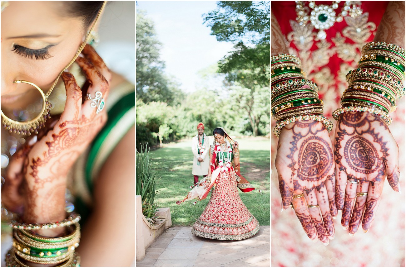 Traditional Hindu Wedding Ceremony in Green and Gold