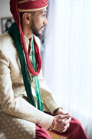 Traditional Hindu Wedding Ceremony in Green and Gold