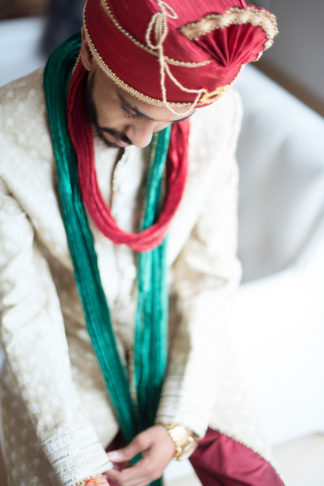 Traditional Hindu Wedding Ceremony in Green and Gold