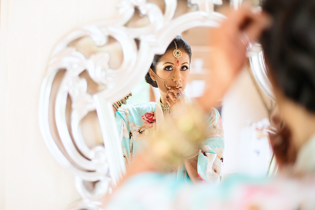 Traditional Hindu Wedding Ceremony in Green and Gold