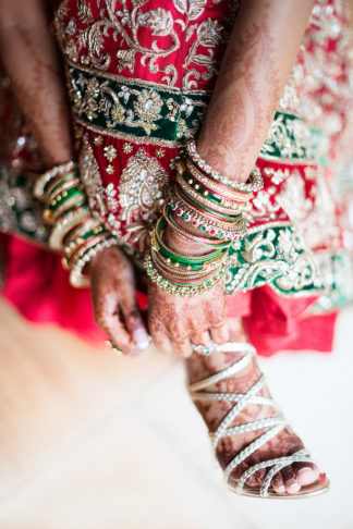 Traditional Hindu Wedding Ceremony in Green and Gold