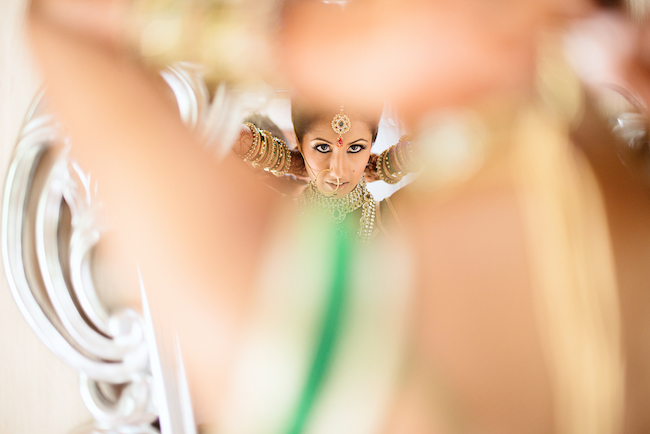 Traditional Hindu Wedding Ceremony in Green and Gold