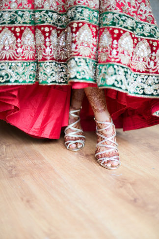 Traditional Hindu Wedding Ceremony in Green and Gold