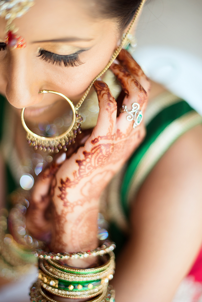 Traditional Hindu Wedding Ceremony in Green and Gold