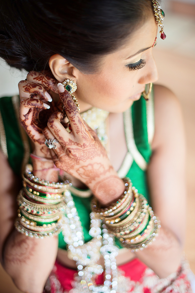 Traditional Hindu Wedding Ceremony in Green and Gold