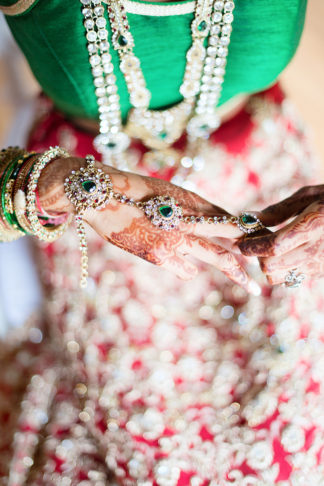 Traditional Hindu Wedding Ceremony in Green and Gold