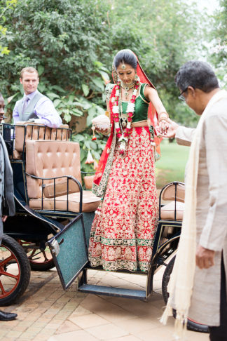 Traditional Hindu Wedding Ceremony in Green and Gold