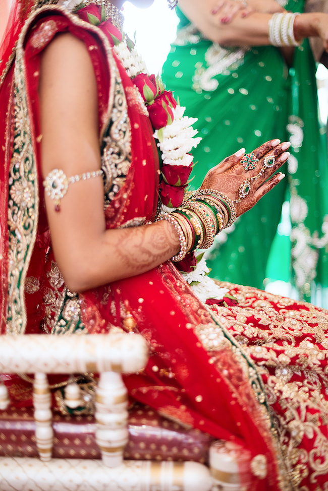 Traditional Hindu Wedding Ceremony in Green and Gold