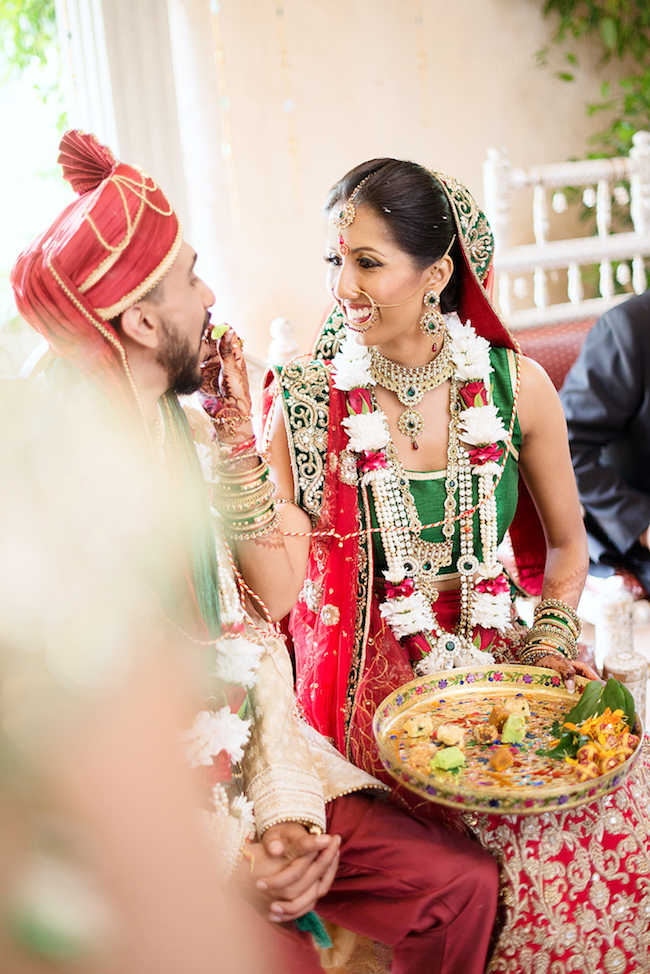 Traditional Hindu Wedding Ceremony in Green and Gold