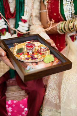 Traditional Hindu Wedding Ceremony in Green and Gold