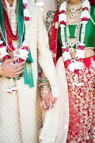 Traditional Hindu Wedding Ceremony in Green and Gold