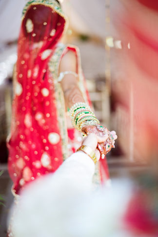 Traditional Hindu Wedding Ceremony in Green and Gold