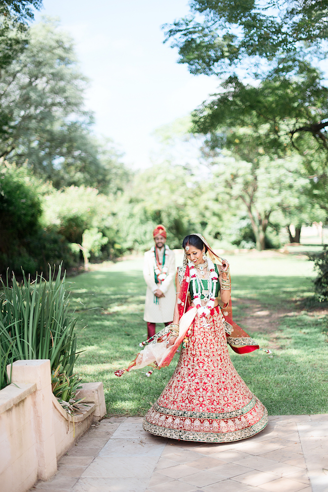 Traditional Hindu Wedding Ceremony in Green and Gold