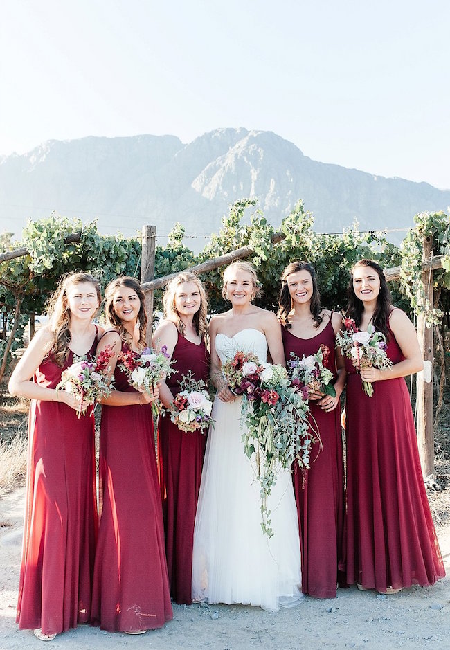 Marsala red 2024 bridesmaid dresses