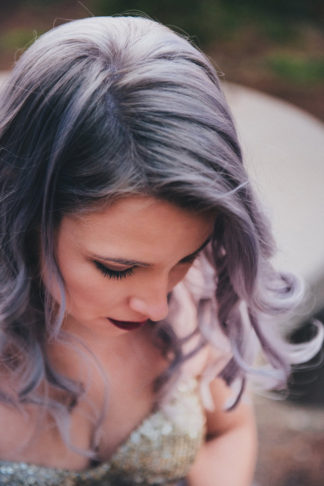 Alternative Gold Purple Wedding Dress Purple Hair