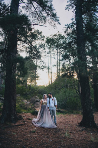 Alternative Gold Purple Wedding Dress Purple Hair