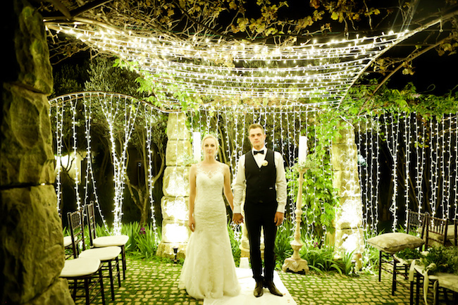 Mesmerizing Twinkling Outdoor Night Wedding Ceremony 