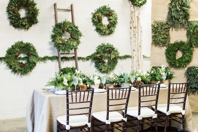 Natural Winter Holiday Wedding Ideas in Green