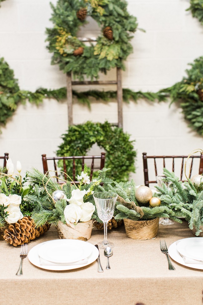 Natural Winter Holiday Wedding Ideas in Green