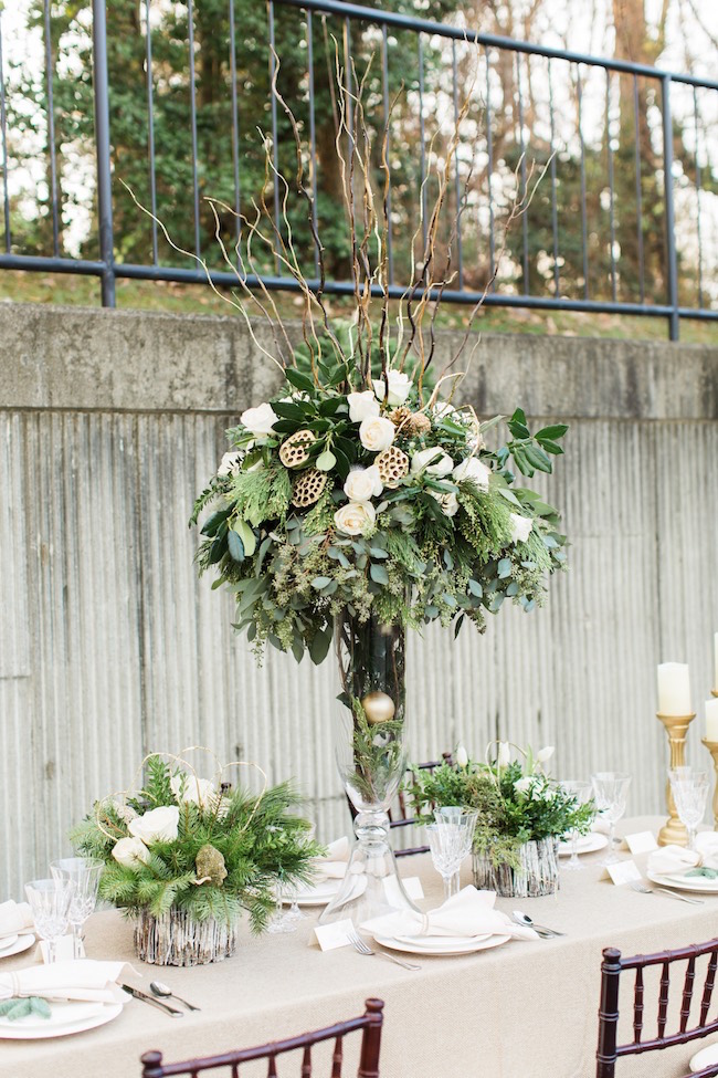 Natural Winter Holiday Wedding Ideas in Green