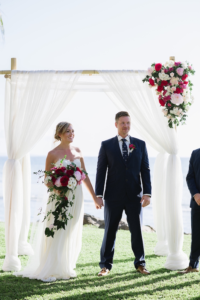 Fuchsia Blush Cream Beach Wedding