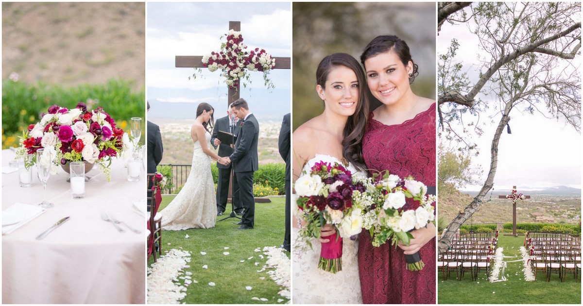 Outdoor Marsala Burgundy Wedding