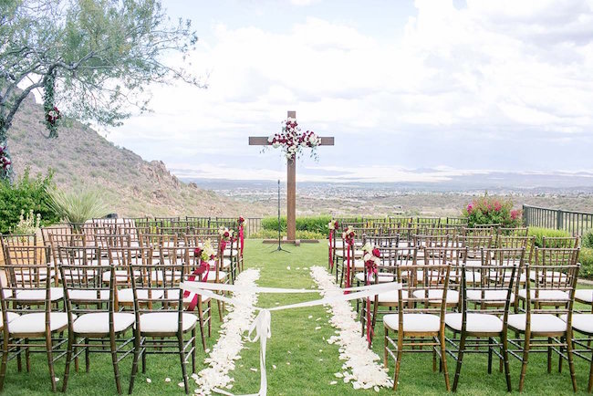 Outdoor Marsala Burgundy Wedding