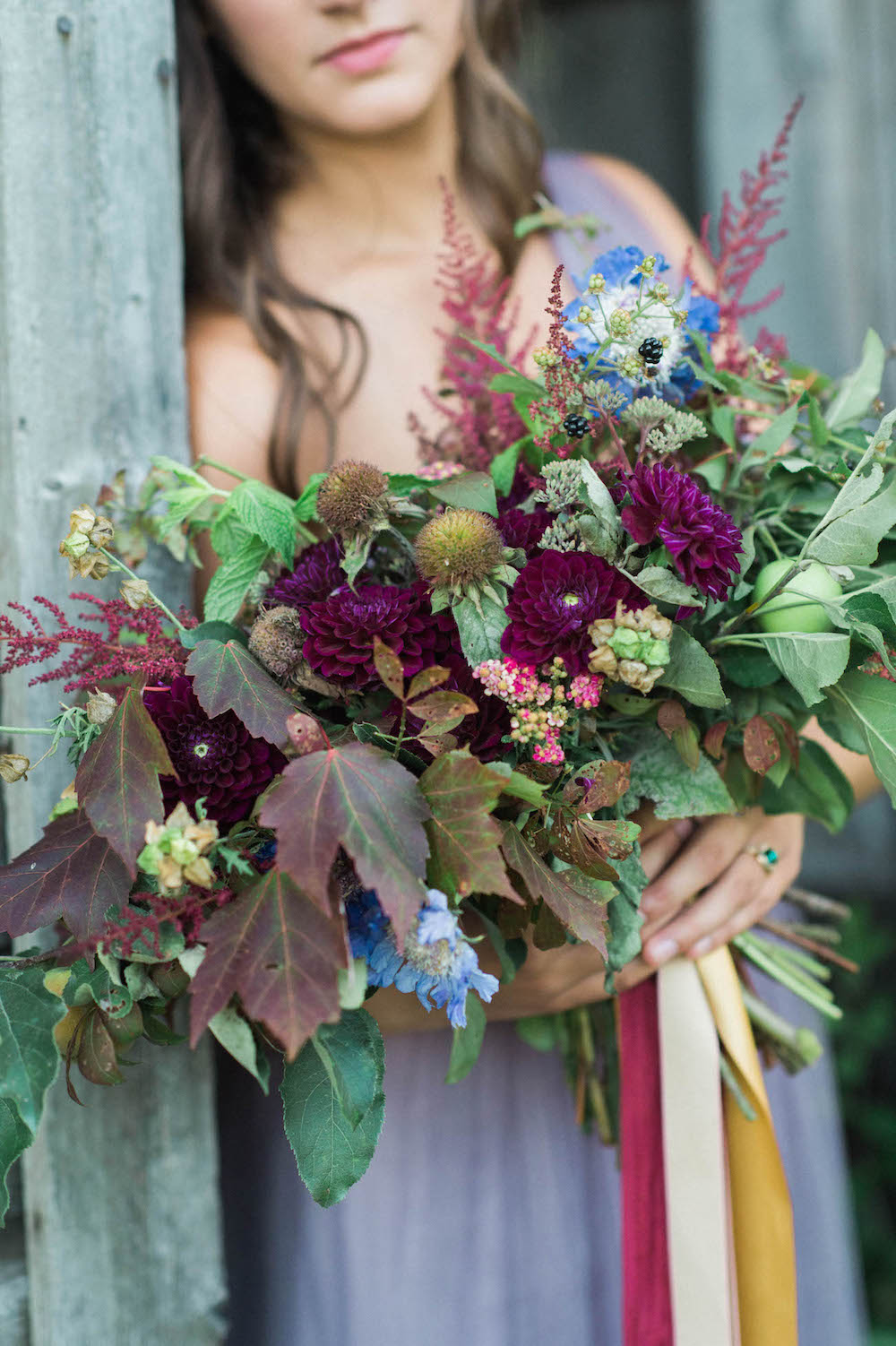 Purple and Gold Fall Wedding Bouquet