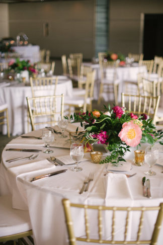 Peony wedding table flower arrangement