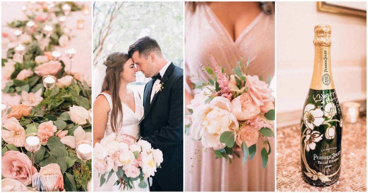 Blush pink ivory and champagne wedding colors