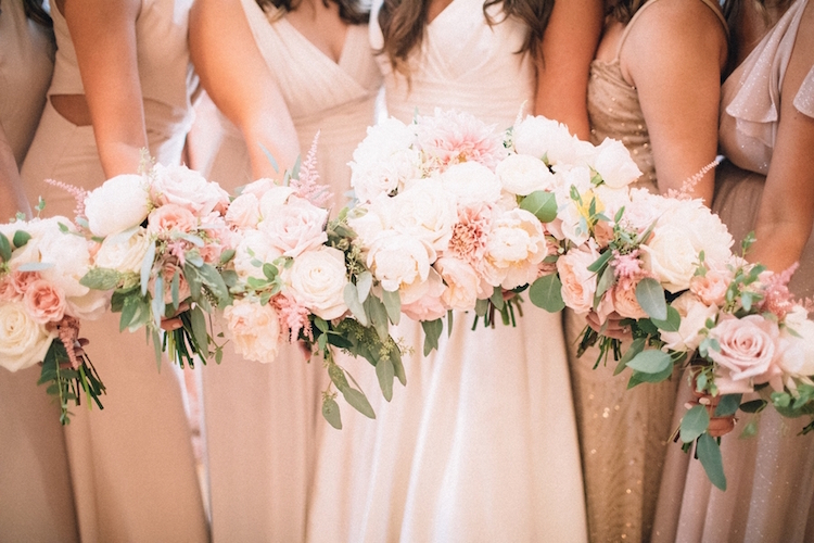 Blush pink ivory and champagne wedding colors