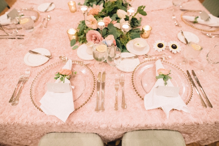 Blush pink ivory and champagne wedding colors