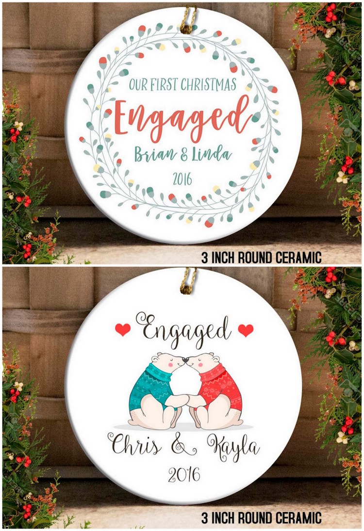 Christmas engagement ornaments