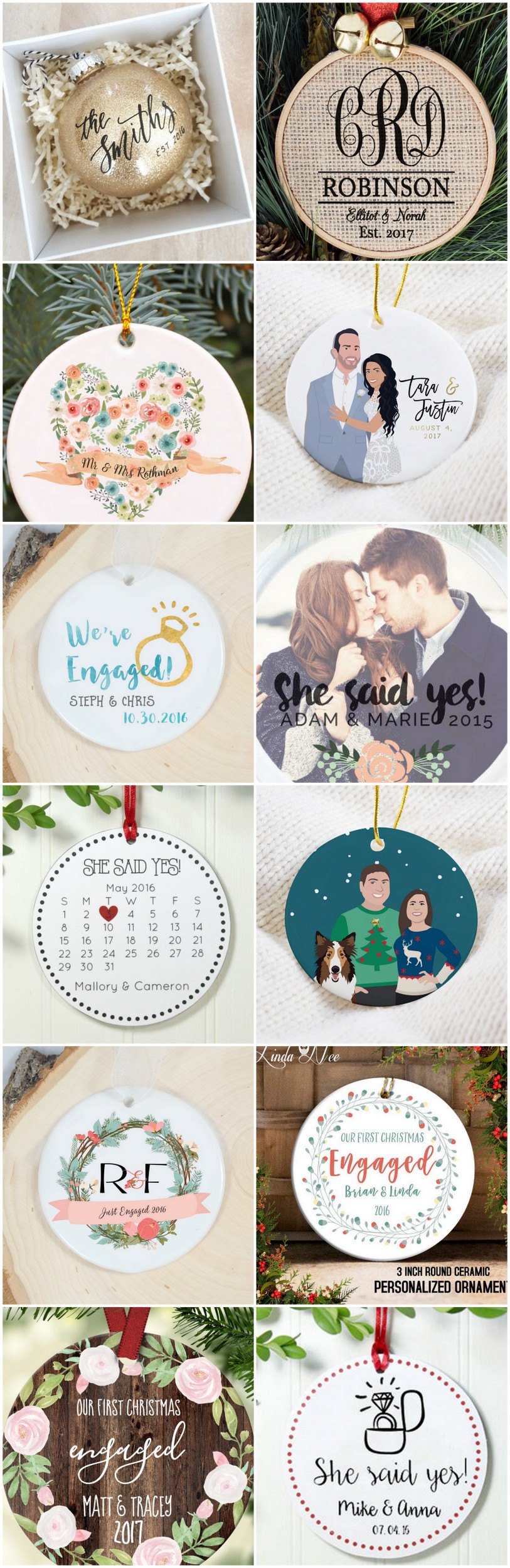 Custom Engaged Ornaments for Christmas Couples