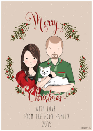 Custom Illustrated Portrait Christmas Cards