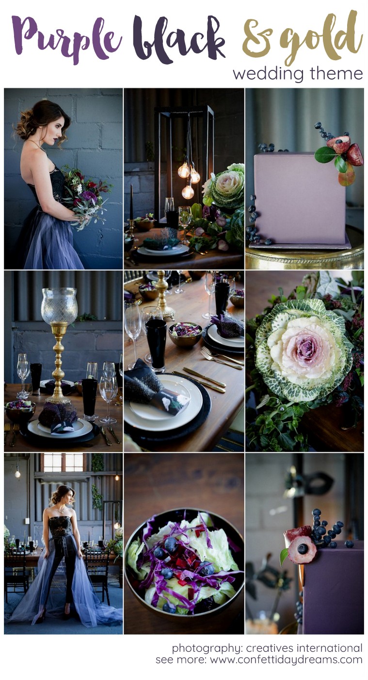 purple and black wedding centerpieces