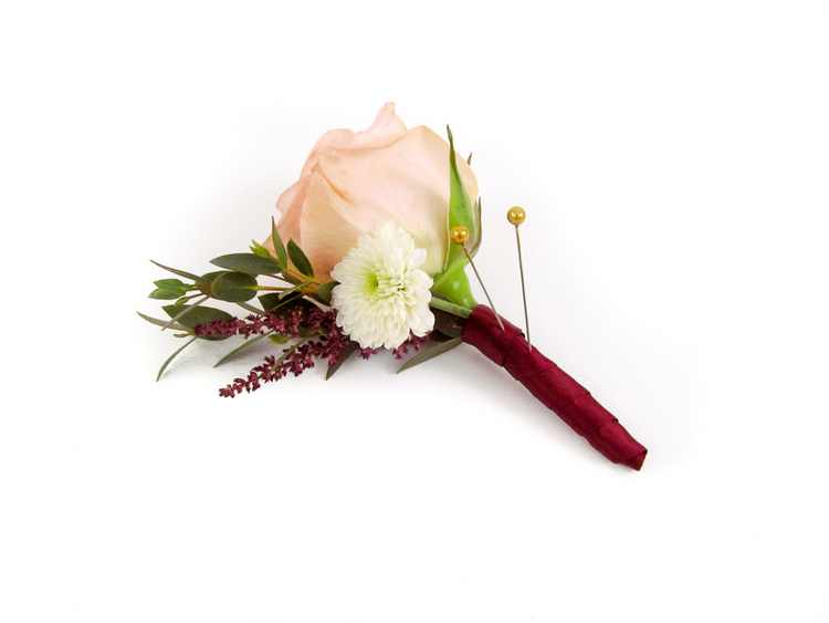 Easy Fall Burgundy Cream Peach Diy Wedding Boutonniere Tutorial