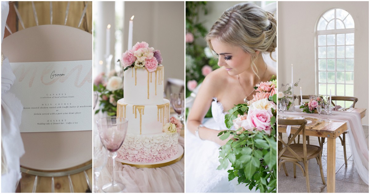 Delicate Blush, Ivory + Gold Wedding Tablescape Ideas