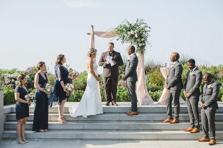 Coral peach and mint green wedding 