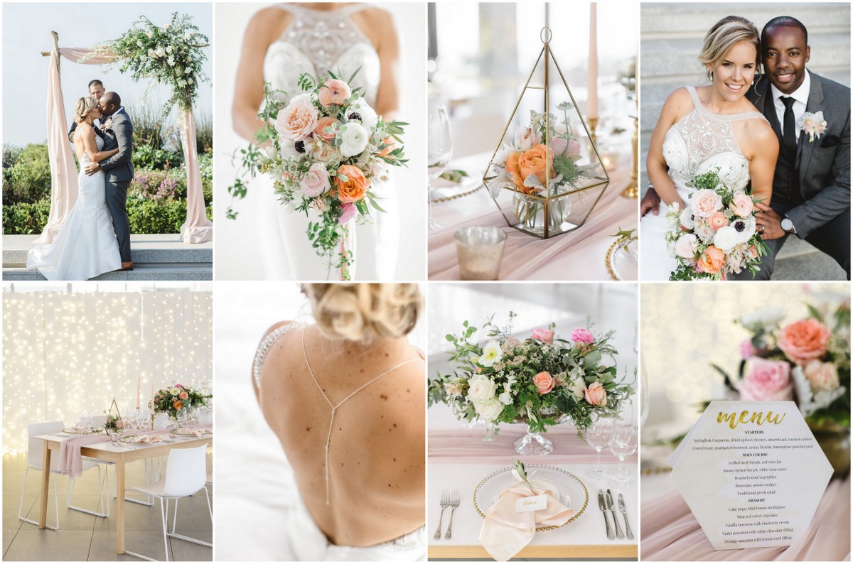 Coral peach mint green wedding