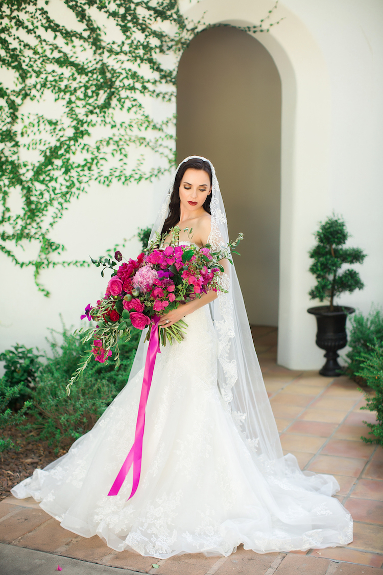 Bright pink Bougainvillea wedding bouquet