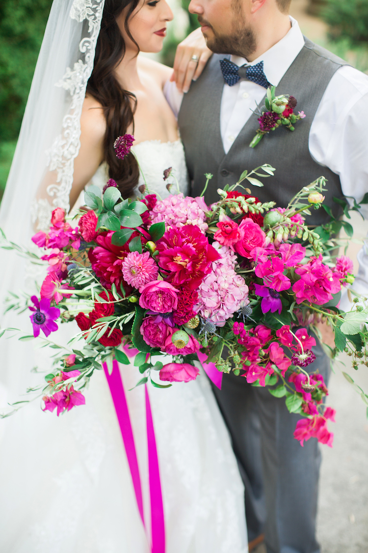 Cerise Pink Bougainvillea Spanish wedding bouquet