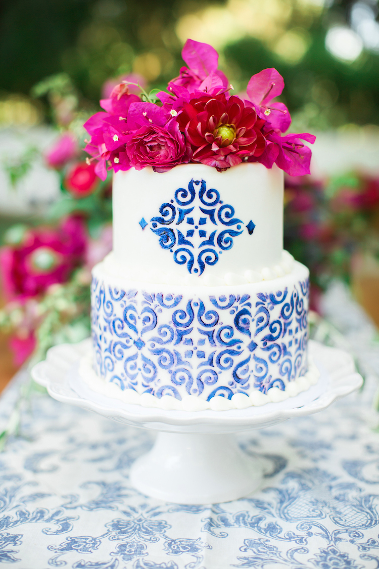 Spanish ceramic inspired wedding cake