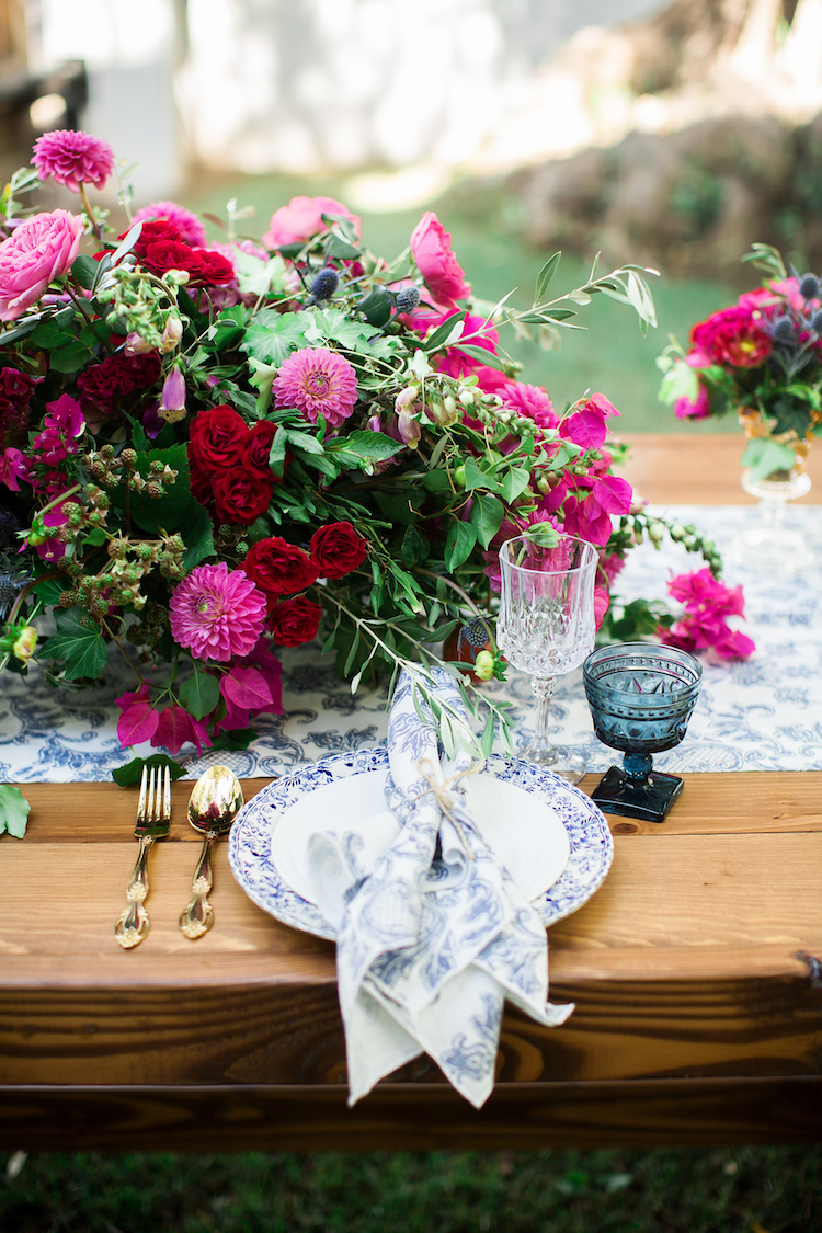 Vibrantly Beautiful Bougainvillea + Blue Spanish Wedding Ideas