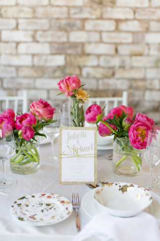 Coral Navy and Gold Summer Brunch Wedding 