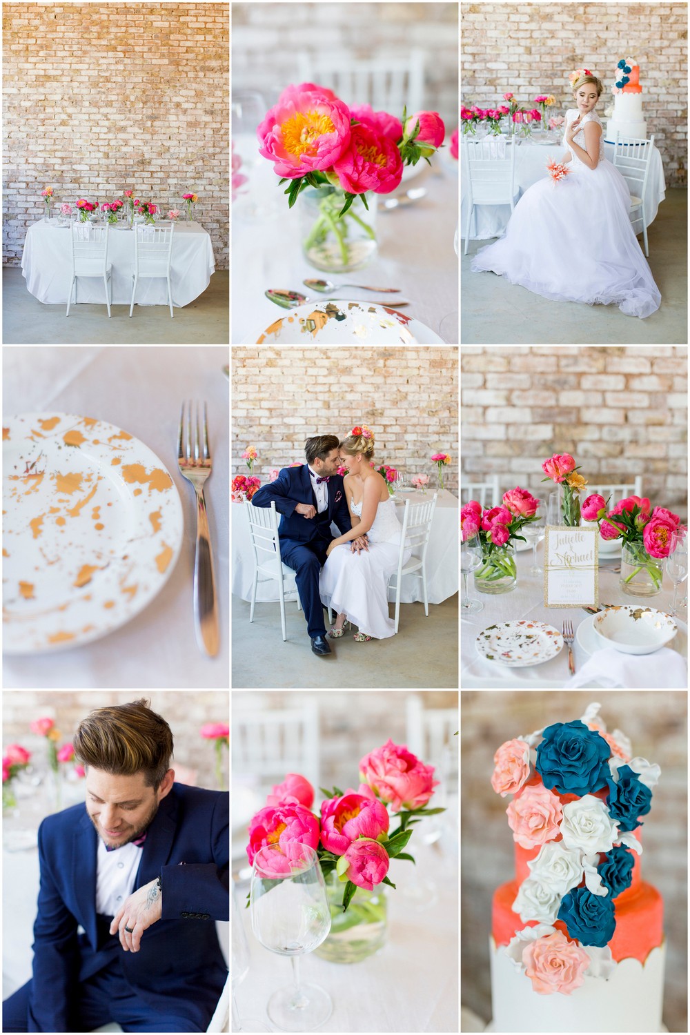 Coral Navy and Gold Summer Brunch Wedding Ideas