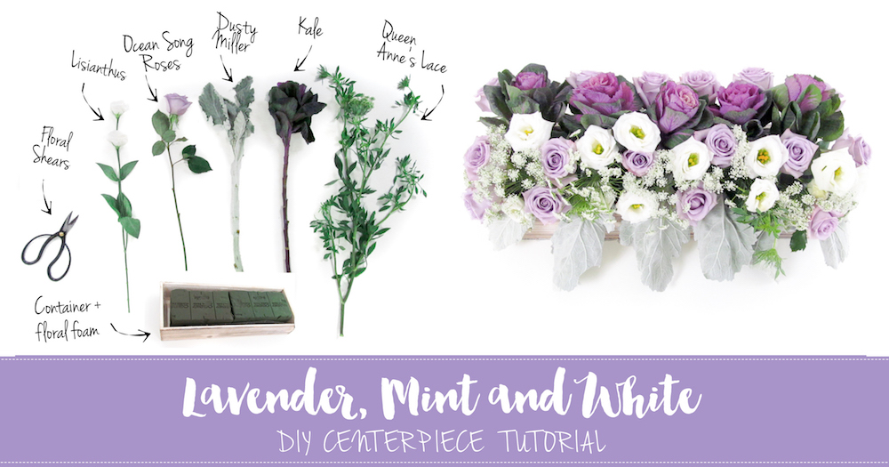 Easy-to-make Lavender, Mint & White DIY Wedding Centerpiece