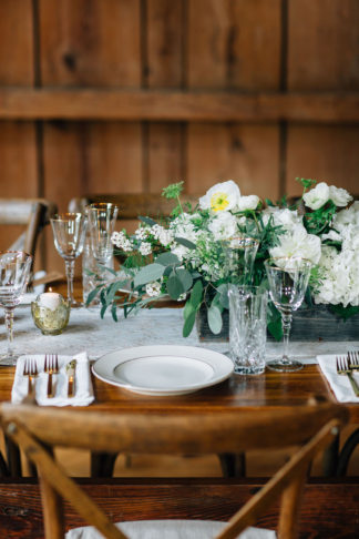 Elegant barn wedding centerpieces